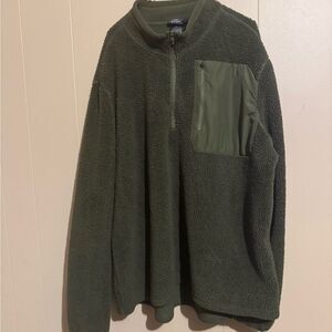 CHAMPION Men XXL Green Fleece Sweater 1/4‎ zip closure with pocket